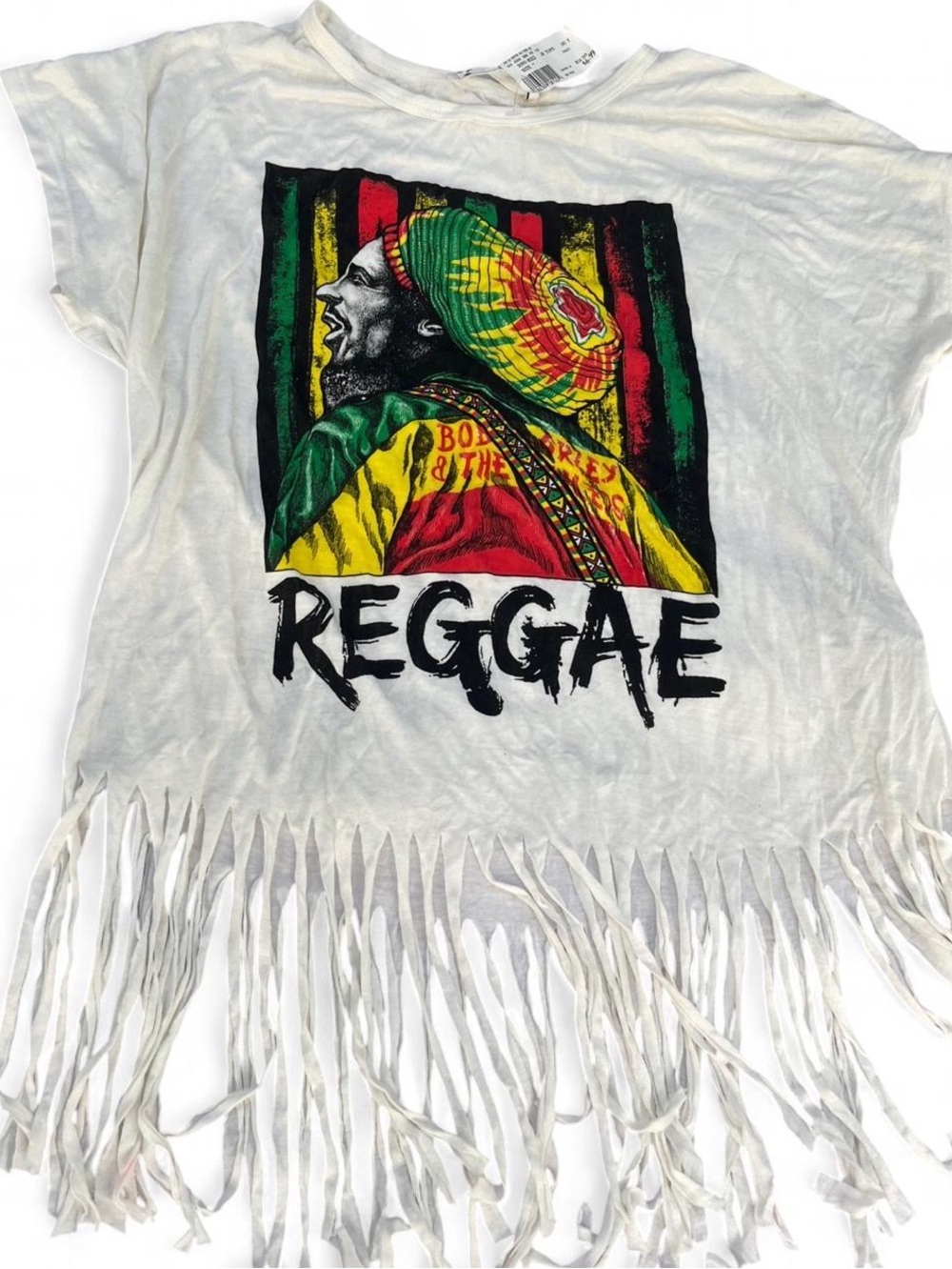 Bob Marley Reggae Fringe Crop Top White Festival
Beach Graphic Tee